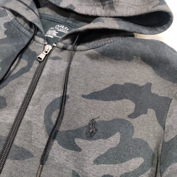 POLO Ralph Lauren Performance Gray Black Camo Full-Zip Hoodie Jacket Size Medium - Picture 5 of 10